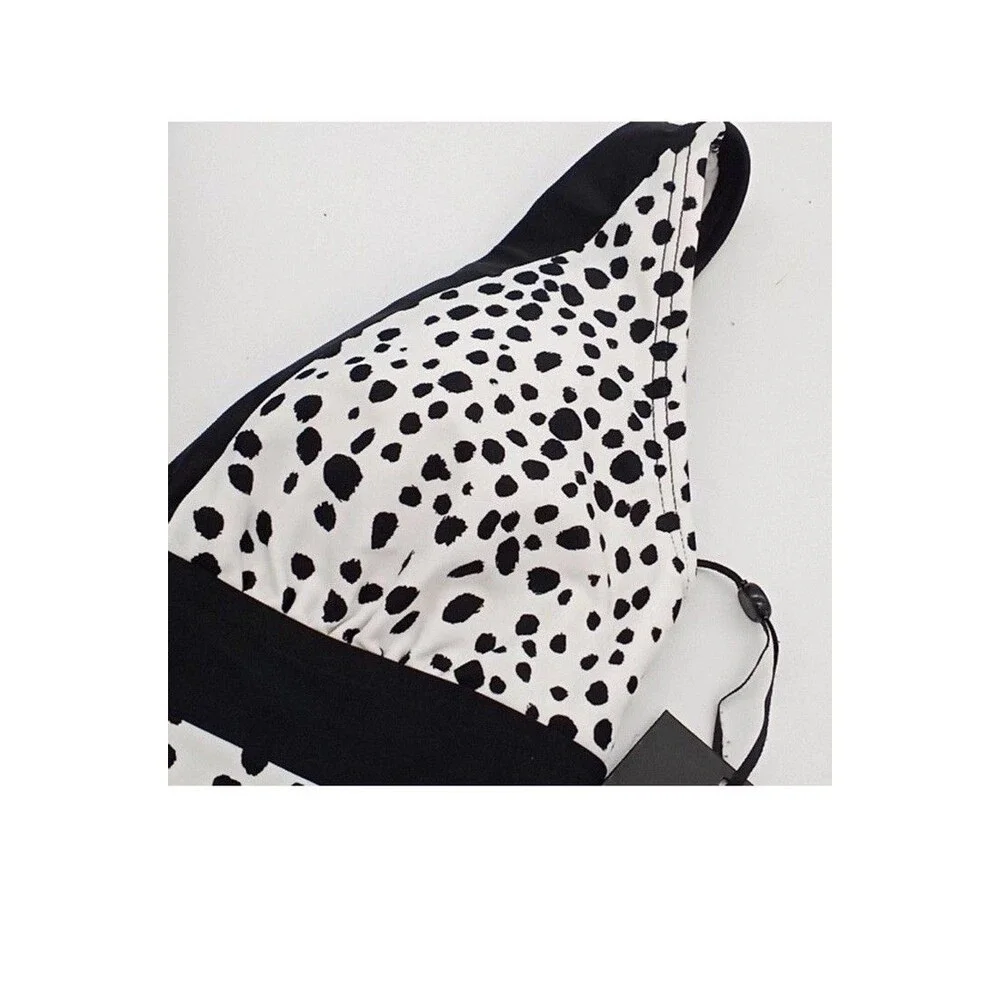 DKNY Tankini Top Womens Spotted Print V-neck Swim Top White Black‎ Large NWT - Picture 3 of 8